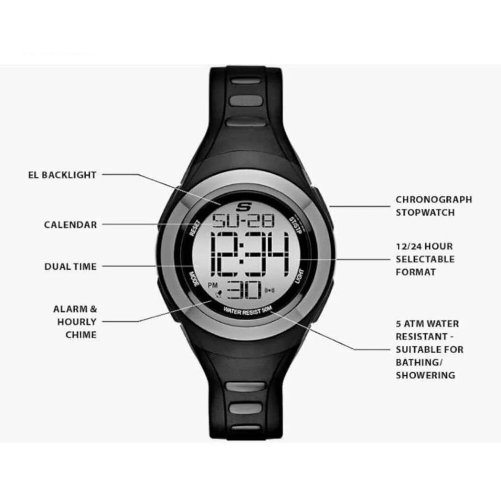 Skechers Tennyson Silicone Digital‎ Watch for Women